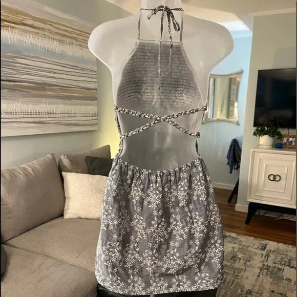Zara NWT summer Halter Backless Mini Dress with flowers embroidery size … - Picture 9 of 9